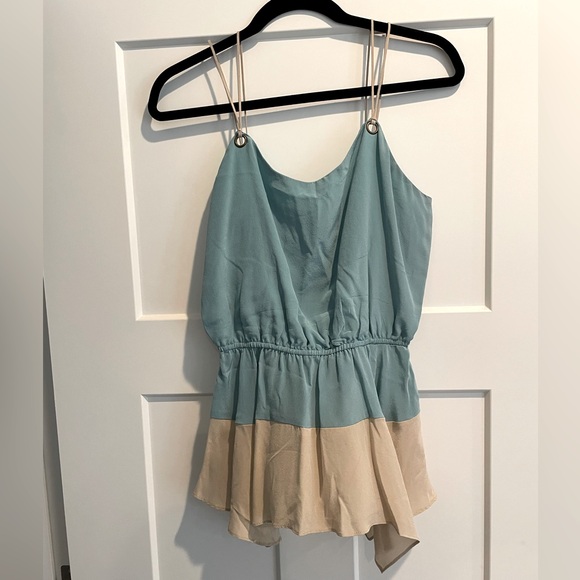 Waverly Grey Color-block Silk Tank - Picture 1 of 4